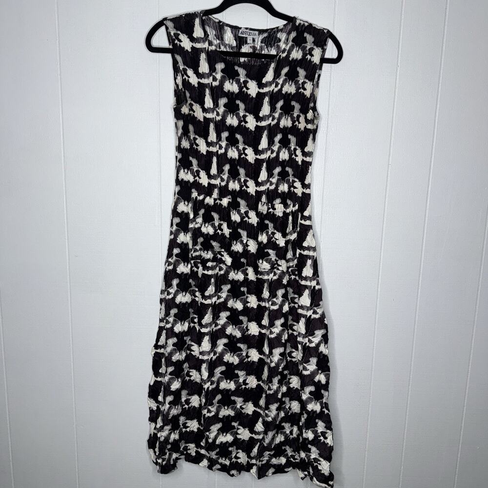 Alquema Women’s Sleeveless Smash Pocket Dress Crinkle Abstract Size 1, Medium